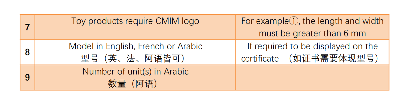 摩洛哥 COC 通用標(biāo)簽要求 摩洛哥 COC 通用標(biāo)簽要求